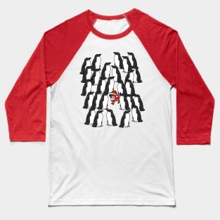 Christmas Santa Dog likes Birds and Penguins Baseball T-Shirt